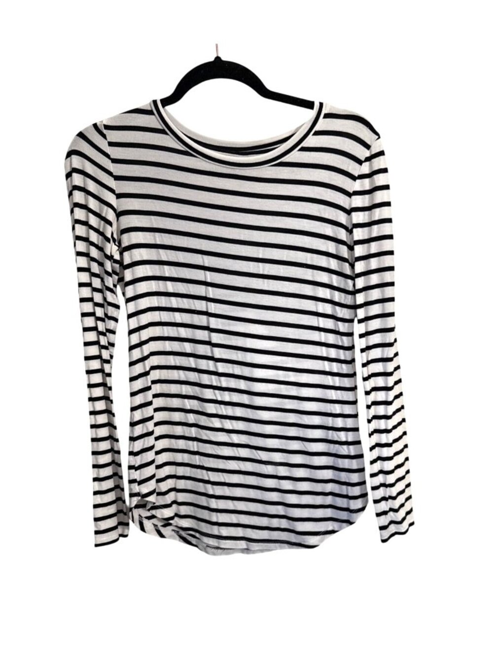 Old Navy Luxe Black & White Striped Long Sleeve Shirt Womens Size Small